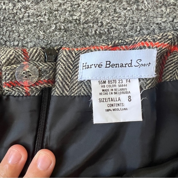 Harve Benard Sport Vintage Plaid Skirt size 8 Fringe gray and red stripes - Picture 6 of 8
